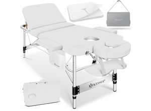 4255598324021 - KESSER® Mobile Massageliege klappbar & höhenverstellbar 3 Zonen Massagebett Massagetisch Kosmetikliege Breit Therapieliege Aluminium + 10x Gesichtsauflage mit Kopfstütze Armlehnen & Tasche