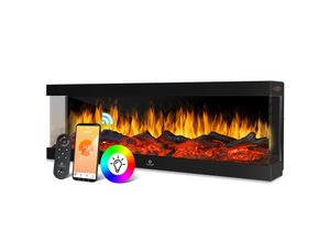 4255598324366 - KESSER® Elektrokamin 3D Wandkamin Elektrischer Kamin mit Heizung 9 Farbmodi LED Flammeneffekt 900 1800 W Kaminofen Wand und Einbaukamin Wandmontage Heizung App-Funktion Fernbedienung