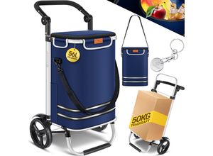 4255598324496 - KESSER® Einkaufstrolley klappbar mit 56L Kapazität und belastbar bis 50kg 3in1 Trolley Sackkarre & Umhängetasche Faltbarer Einkaufswagen inkl Kühlfach & Einkaufschip Treppensteiger