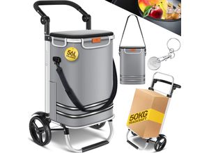 4255598324502 - KESSER® Einkaufstrolley klappbar mit 56L Kapazität und belastbar bis 50kg 3in1 Trolley Sackkarre & Umhängetasche Faltbarer Einkaufswagen inkl Kühlfach & Einkaufschip Treppensteiger