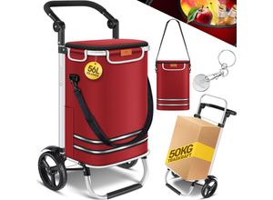 4255598324519 - KESSER® Einkaufstrolley klappbar mit 56L Kapazität und belastbar bis 50kg 3in1 Trolley Sackkarre & Umhängetasche Faltbarer Einkaufswagen inkl Kühlfach & Einkaufschip Treppensteiger