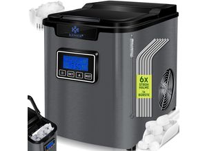 4255598324915 - KESSER® Eiswürfelbereiter Eiswürfelmaschine Edelstahl 150W Ice Maker 12 kg 24 h 3 Würfelgrößen Zubereitung in 6 min 22 Liter Wassertank Timer LCD-Display Selbstreinigungsfunktion