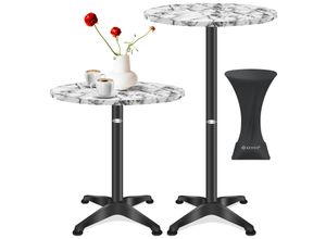 4255598325127 - KESSER® 2in1 Stehtisch Bistrotisch Aluminium Edelstahlplatte höhenverstellbar 70cm   115cm Partytisch Tisch In- & Outdoor Hochzeit Empfangstisch 4 Standfüße und Regencover