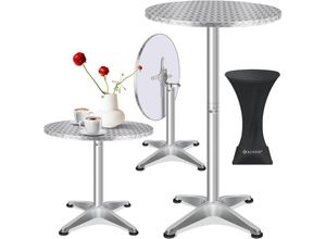 4255598325141 - KESSER® 2in1 Stehtisch klappbar Bistrotisch Aluminium Edelstahlplatte höhenverstellbar 70cm   115cm Partytisch Tisch In- & Outdoor Hochzeit Empfangstisch Klapptisch inklusive Regencover