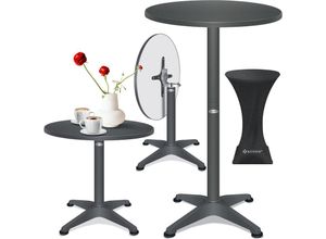 4255598325165 - KESSER® 2in1 Stehtisch klappbar Bistrotisch Aluminium Edelstahlplatte höhenverstellbar 70cm   115cm Partytisch Tisch In- & Outdoor Hochzeit Empfangstisch Klapptisch inklusive Regencover