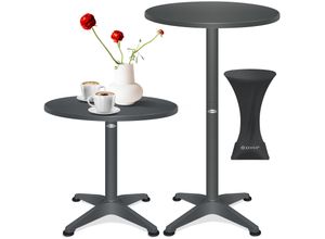 4255598325172 - KESSER® 2in1 Stehtisch Bistrotisch Aluminium Edelstahlplatte höhenverstellbar 70cm   115cm Partytisch Tisch In- & Outdoor Hochzeit Empfangstisch 4 Standfüße und Regencover