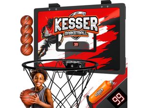 4255598325899 - KESSER® Mini-Basketballkorb fürs Zimmer & Büro Tür-Basketballkorb Indoor & Outdoor Basketball-Board für Kinder-Zimmer & Wandmontage Basketballbrett inkl Ballnetz Pumpe & Ball