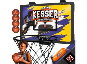 4255598325905 - KESSER® Mini-Basketballkorb fürs Zimmer & Büro Tür-Basketballkorb Indoor & Outdoor Basketball-Board für Kinder-Zimmer & Wandmontage Basketballbrett inkl Ballnetz Pumpe & Ball