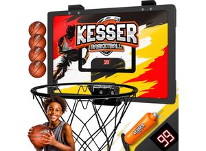 4255598325929 - KESSER® Mini-Basketballkorb fürs Zimmer & Büro Tür-Basketballkorb Indoor & Outdoor Basketball-Board für Kinder-Zimmer & Wandmontage Basketballbrett inkl Ballnetz Pumpe & Ball