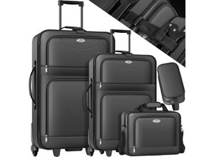 4255598326506 - KESSER® 4tlg Trolley Kofferset Reisekoffer Set mit Rollen Komplettes Business 4er Set S M L XL Netzfach Rollen Teleskopgriff Koffer Reisetaschen Stoffkoffer Handgepäck