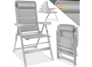 4255598326889 - KESSER® Gartenstuhl Hochlehner mit Armlehnen Aluminium Klappstuhl inkl Kopfkissen Campingstuhl 7-Fach Verstellbar Rückenlehne Atmungsaktiv & Wetterfest Klappbar & Anti-Rutsch