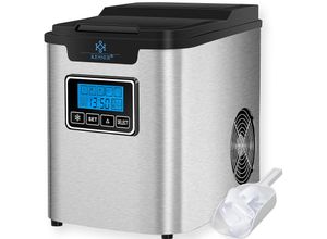 4255598327107 - KESSER® Eiswürfelbereiter Eiswürfelmaschine Edelstahl 150W Ice Maker 12 kg 24 h 3 Würfelgrößen Zubereitung in 6 min 22 Liter Wassertank Timer LCD-Display Selbstreinigungsfunktion