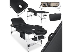 4255598327299 - KESSER® Mobile Massageliege klappbar & höhenverstellbar 3 Zonen Massagebett Massagetisch Kosmetikliege Breit Therapieliege Aluminium + 10x Gesichtsauflage mit Kopfstütze Armlehnen & Tasche