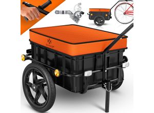 4255598328104 - KESSER® Fahrradanhänger Lastenanhänger Handwagen mit Kupplung Hochdeichsel für Fahrrad Transportanhänger Transportbox mit 70 Liter Volumen Max 60kg für Fahrräder mit 26 - 28