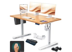 4255598328876 - KESSER® Höhenverstellbarer Schreibtisch elektrisch Ergonomisch Steh-Sitz Schreibtisch 3-Funktions-Memory Steuerung Inkl 360° Rollen & USB-Ladeanschluss Computertisch für Homeoffice