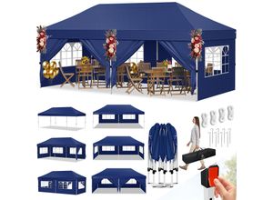 4255598332637 - KESSER® Pavillon Faltpavillon 6x3m Festzelt mit 6 abnehmbaren Seitenwänden Gartenzelt Höhenverstellbar & Wasserdicht + Tasche Bodenanker Pop-Up Klicksystem UV-Schutz 50+ Partyzelt