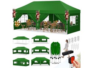 4255598332644 - KESSER® Pavillon Faltpavillon 6x3m Festzelt mit 6 abnehmbaren Seitenwänden Gartenzelt Höhenverstellbar & Wasserdicht + Tasche Bodenanker Pop-Up Klicksystem UV-Schutz 50+ Partyzelt