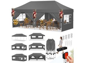 4255598332651 - KESSER® Pavillon Faltpavillon 6x3m Festzelt mit 6 abnehmbaren Seitenwänden Gartenzelt Höhenverstellbar & Wasserdicht + Tasche Bodenanker Pop-Up Klicksystem UV-Schutz 50+ Partyzelt