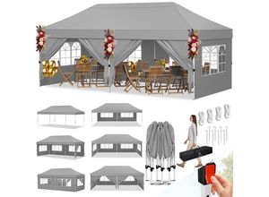 4255598332668 - KESSER® Pavillon Faltpavillon 6x3m Festzelt mit 6 abnehmbaren Seitenwänden Gartenzelt Höhenverstellbar & Wasserdicht + Tasche Bodenanker Pop-Up Klicksystem UV-Schutz 50+ Partyzelt