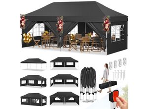 4255598332675 - KESSER® Pavillon Faltpavillon 6x3m Festzelt mit 6 abnehmbaren Seitenwänden Gartenzelt Höhenverstellbar & Wasserdicht + Tasche Bodenanker Pop-Up Klicksystem UV-Schutz 50+ Partyzelt