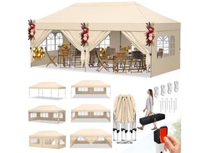 4255598332682 - KESSER® Pavillon Faltpavillon 6x3m Festzelt mit 6 abnehmbaren Seitenwänden Gartenzelt Höhenverstellbar & Wasserdicht + Tasche Bodenanker Pop-Up Klicksystem UV-Schutz 50+ Partyzelt