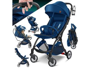 4255598333214 - KIDIZ® Kinderwagen Premium Kinderbuggy klappbar Liegebuggy Sportwagen Faltbar 360°Räder 5-Punkt Gurt Inkl Getränkehalter & Regenabdeckung verstellbare Rückenlehne & Sonnenverdeck