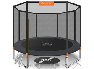 4255598333986 - KESSER® - Trampolin TÜV SÜD GS Zertifiziert Komplettset mit Sicherheitsnetz Leiter Randabdeckung & Zubehör Kindertrampolin Gartentrampolin Belastbarkeit 150 kg