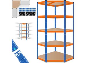 4255598334099 - MASKO® Eckregal Lagerregal Schwerlastregal Kellerregal 180x75x40cm bis 875 kg 5 verstellbare Ablagen MDF-Platten Regal aus Metall Steckregal Orange  