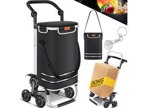 4255598334112 - KESSER® Einkaufstrolley Treppensteiger mit Kühlfach klappbar mit 56L Kapazität und belastbar bis 50kg 3in1 Trolley Sackkarre & Umhängetasche Faltbarer Einkaufswagen inkl Einkaufschip