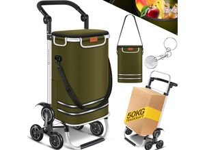 4255598334129 - KESSER® Einkaufstrolley Treppensteiger mit Kühlfach klappbar mit 56L Kapazität und belastbar bis 50kg 3in1 Trolley Sackkarre & Umhängetasche Faltbarer Einkaufswagen inkl Einkaufschip