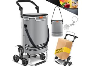 4255598334143 - KESSER® Einkaufstrolley Treppensteiger mit Kühlfach klappbar mit 56L Kapazität und belastbar bis 50kg 3in1 Trolley Sackkarre & Umhängetasche Faltbarer Einkaufswagen inkl Einkaufschip