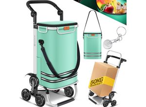 4255598334167 - KESSER® Einkaufstrolley Treppensteiger mit Kühlfach klappbar mit 56L Kapazität und belastbar bis 50kg 3in1 Trolley Sackkarre & Umhängetasche Faltbarer Einkaufswagen inkl Einkaufschip