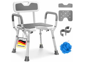 4255598334525 - KESSER® Duschhocker mit Lehne höhenverstellbar in 6 Stufen 38-54cm Badhocker 150KG belastbar Duschstuhl Anti-Rutsch Füße & Matten Duschhilfe Senioren & Schwangere Duschsitz mit Brausehalterung 4255598334525 - KESSER® Duschhocker mit Lehne höhenverstellbar in 6 Stufen 38-54cm Badhocker 150KG belastbar Duschstuhl Anti-Rutsch Füße & Matten Duschhilfe Senioren & Schwangere Duschsitz mit Brausehalterung