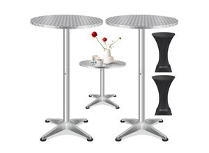 4255598336093 - KESSER® 2in1 Stehtisch Bistrotisch Aluminium Edelstahlplatte höhenverstellbar 70cm   115cm Partytisch Tisch In- & Outdoor Hochzeit Empfangstisch 4 Standfüße und Regencover