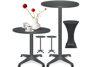 4255598336109 - KESSER® 2in1 Stehtisch Bistrotisch Aluminium Edelstahlplatte höhenverstellbar 70cm   115cm Partytisch Tisch In- & Outdoor Hochzeit Empfangstisch 4 Standfüße und Regencover