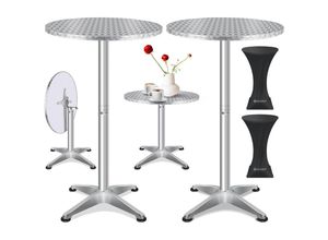 4255598336123 - KESSER® 2in1 Stehtisch klappbar Bistrotisch Aluminium Edelstahlplatte höhenverstellbar 70cm   115cm Partytisch Tisch In- & Outdoor Hochzeit Empfangstisch Klapptisch inklusive Regencover