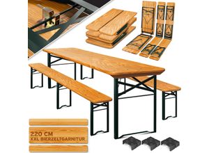 4255598336512 - KESSER® Bierzeltgarnitur 3 teilig Gartenmöbel-Set Klappbar 170 x 46 x 75cm 2X Bierbänke 1x Biertisch Festzeltgarnitur Biertisch Stehtisch Sitzgarnitur Holz 12-teiliges Bodenschoner-Set