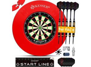 4255598336550 - KESSER® Dartscheibe kork mit 9 Dartpfeile Professional Dartboard + 21 Pro Flights + Zubehör Steeldart Offizielles Dartscheibe 9 Pfeilen Metallspitze Profi Steeldartscheibe - Dartboard inkl Montageset