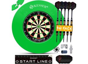 4255598336574 - KESSER® Dartscheibe kork mit 9 Dartpfeile Professional Dartboard + 21 Pro Flights + Zubehör Steeldart Offizielles Dartscheibe 9 Pfeilen Metallspitze Profi Steeldartscheibe - Dartboard inkl Montageset