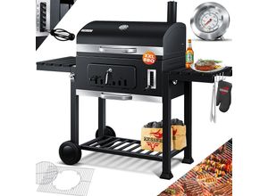 4255598336888 - KESSER® Grill Grillwagen XXL Holzkohlegrill mit Deckel Rädern Edelstahl-Griff Grillrost und Thermometer Holzkohle kohlegrill Wagen groß Kohle BBQ Barbeque Camping Terrasse Garten