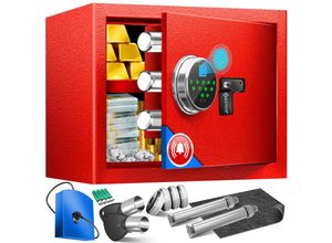 4255598338196 - KESSER® Elektr Tresor mit Fingerabdruck & Schlüssel Inkl Notfallakku Elektronischer Safe 3x Doppelbolzenverriegelung Boden Wandtresor Möbeltresor Panzerschrank Zahlenschloss