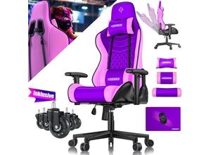 4255598339155 - KESSER® Gaming Stuhl Ergonomisch Bürostuhl mit Kopfstütze & Lendenkissen Racing Gamer Stuhl 150kg belastbar Armlehne 360° Drehbarer Schreibtischstuhl Gaming Chair + Gummi-Rollen