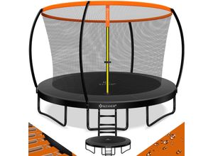 4255598342780 - KESSER® Trampolin Gartentrampolin TÜV Rheinland GS Zertifiziert Kindertrampolin bis 150 kg Komplettset mit Sicherheitsnetz Leiter Randabdeckung & Zubehör