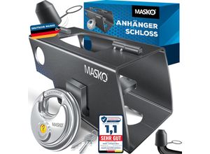 4255598343060 - MASKO® Anhängerschloss für Angekoppelte & Abgekoppelte Anhänger Anhänger Schloss Diebstahlschutz Wohnwagen Kastenschloss inkl Diskusschloss & Schlüssel & Schutzkappe