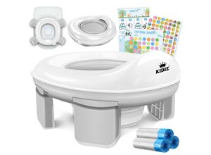 4255598351065 - KIDIZ® Töpfchen für Kinder Toilettensitz Töpfchentrainer WC Sitz Lerntöpfchen bequemem PP-Material mit Müllbeutel Kindertöpfchen für Unterwegs & Belohnungssystem mit Stickern 3 in 1 Lösung