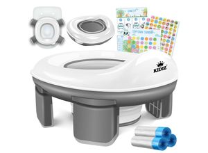 4255598351072 - KIDIZ® Töpfchen für Kinder Toilettensitz Töpfchentrainer WC Sitz Lerntöpfchen bequemem PP-Material mit Müllbeutel Kindertöpfchen für Unterwegs & Belohnungssystem mit Stickern 3 in 1 Lösung