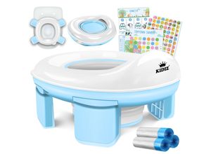 4255598351096 - KIDIZ® Töpfchen für Kinder Toilettensitz Töpfchentrainer WC Sitz Lerntöpfchen bequemem PP-Material mit Müllbeutel Kindertöpfchen für Unterwegs & Belohnungssystem mit Stickern 3 in 1 Lösung