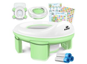 4255598351102 - KIDIZ® Töpfchen für Kinder Toilettensitz Töpfchentrainer WC Sitz Lerntöpfchen bequemem PP-Material mit Müllbeutel Kindertöpfchen für Unterwegs & Belohnungssystem mit Stickern 3 in 1 Lösung