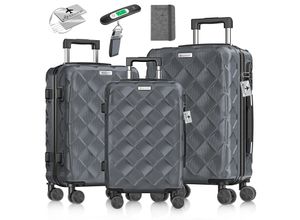 4255598351690 - KESSER® Reisekoffer Set 3-teilig Kofferset ABS Hartschalenkoffer mit Zahlenschloss Kofferwaage & Reisebrieftasche 360° Rollen Handgepäck & große Koffer für Business & Reise Trolley