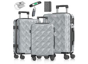 4255598351706 - KESSER® Reisekoffer Set 3-teilig Kofferset ABS Hartschalenkoffer mit Zahlenschloss Kofferwaage & Reisebrieftasche 360° Rollen Handgepäck & große Koffer für Business & Reise Trolley